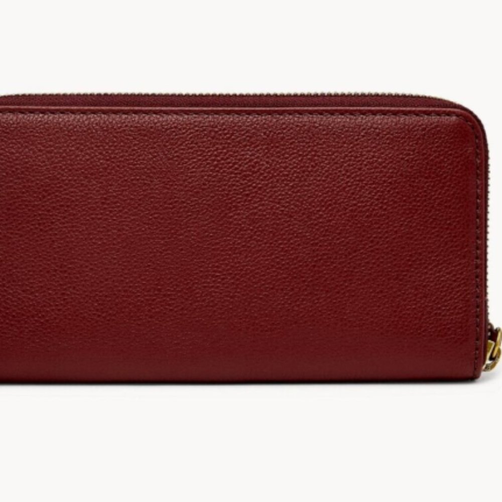 fossil red zipper wallet